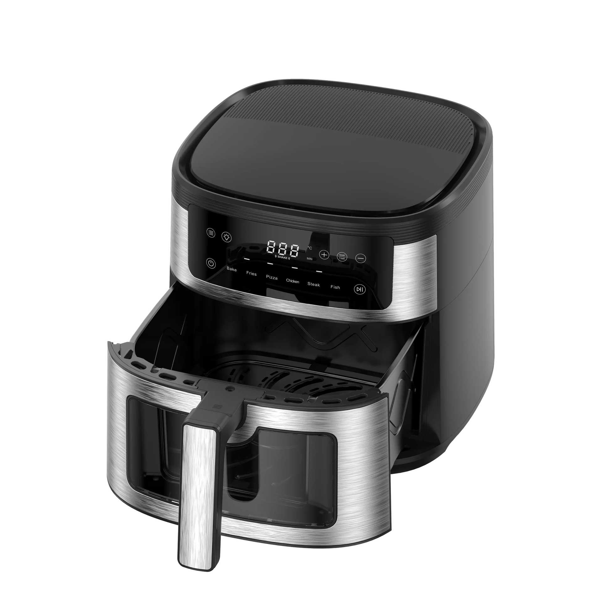 KTX-958547 Stainless Steel 6L Electric Air Fryer with Digital Display and Viewing Window for Versatile Cooking