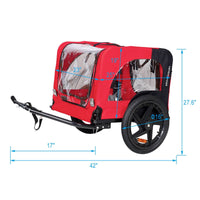 HKM-071251 Foldable Dog Bicycle Trailer with Safety Leash and Weather-Resistant Canopy for Small and Large Dogs