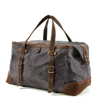 HKM-777747 Army Green Waterproof Waxed Canvas and Cowhide Leather Duffle Bag - 52cm x 22cm x 30cm