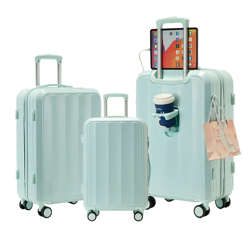 KTX-654547 Set of 4 Durable Lightweight Hard Shell Travel Suitcases with Wheels