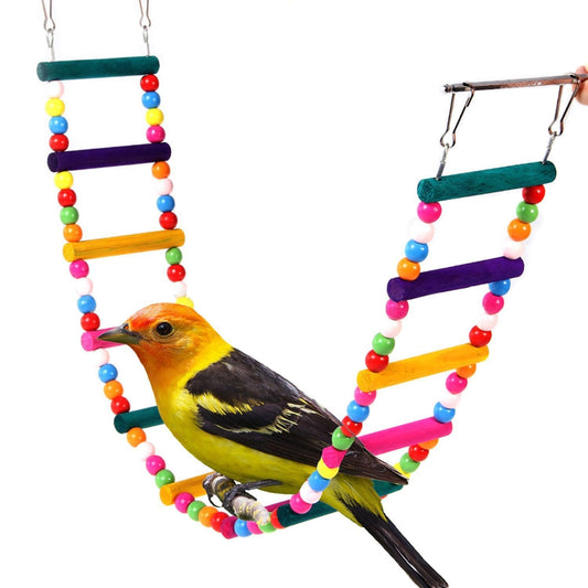 HKM-958483 Colorful Wooden Bead Ladder Toy for Birds – Multiple Length Options Available