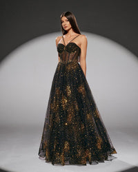 HKM-157587 Elegant Black Evening Dress for Women - EZ25196 Design
