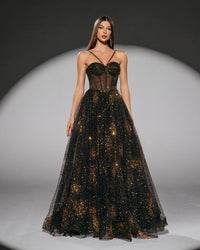 HKM-157587 Elegant Black Evening Dress for Women - EZ25196 Design