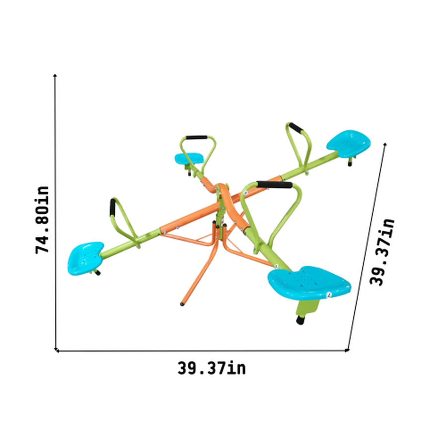 HKM-877971 Four-Seat Outdoor Seesaw with 360-Degree Rotation for Children Over 3 Years