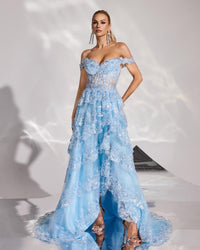 HKM-878483 Elegant Blue Evening Gown for Women - Model EZ25185