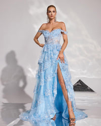 HKM-878483 Elegant Blue Evening Gown for Women - Model EZ25185