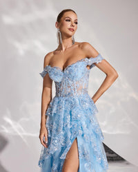 HKM-878483 Elegant Blue Evening Gown for Women - Model EZ25185