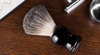 HKM-856595 Men's Black Shaving Foam Brush with Plastic Handle and Badger Hair Bristles, 112mm Long
