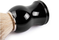 HKM-856595 Men's Black Shaving Foam Brush with Plastic Handle and Badger Hair Bristles, 112mm Long