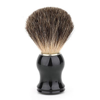 HKM-856595 Men's Black Shaving Foam Brush with Plastic Handle and Badger Hair Bristles, 112mm Long