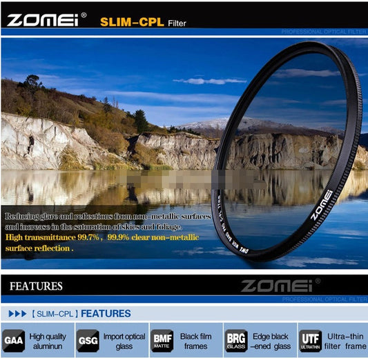 KTX-595603 Ultra-Thin Circular Polarizer Filter for 37mm, 49mm, 52mm Camera Lenses