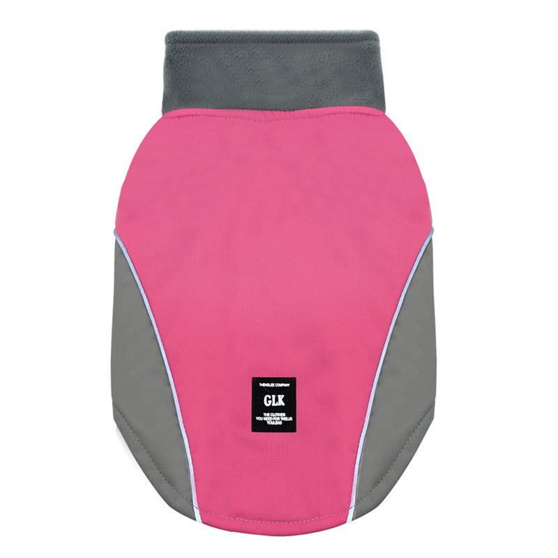 HKM-492051 Waterproof Dog Ski Suit for Autumn and Winter - Two-Legged Design in Black and Rose Red, Sizes S-XXL