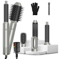 HKM-598803 6-in-1 Hot Air Styler and Dryer Set with Interchangeable Heads, 3 Temperature Settings, and Automatic Curl Technology