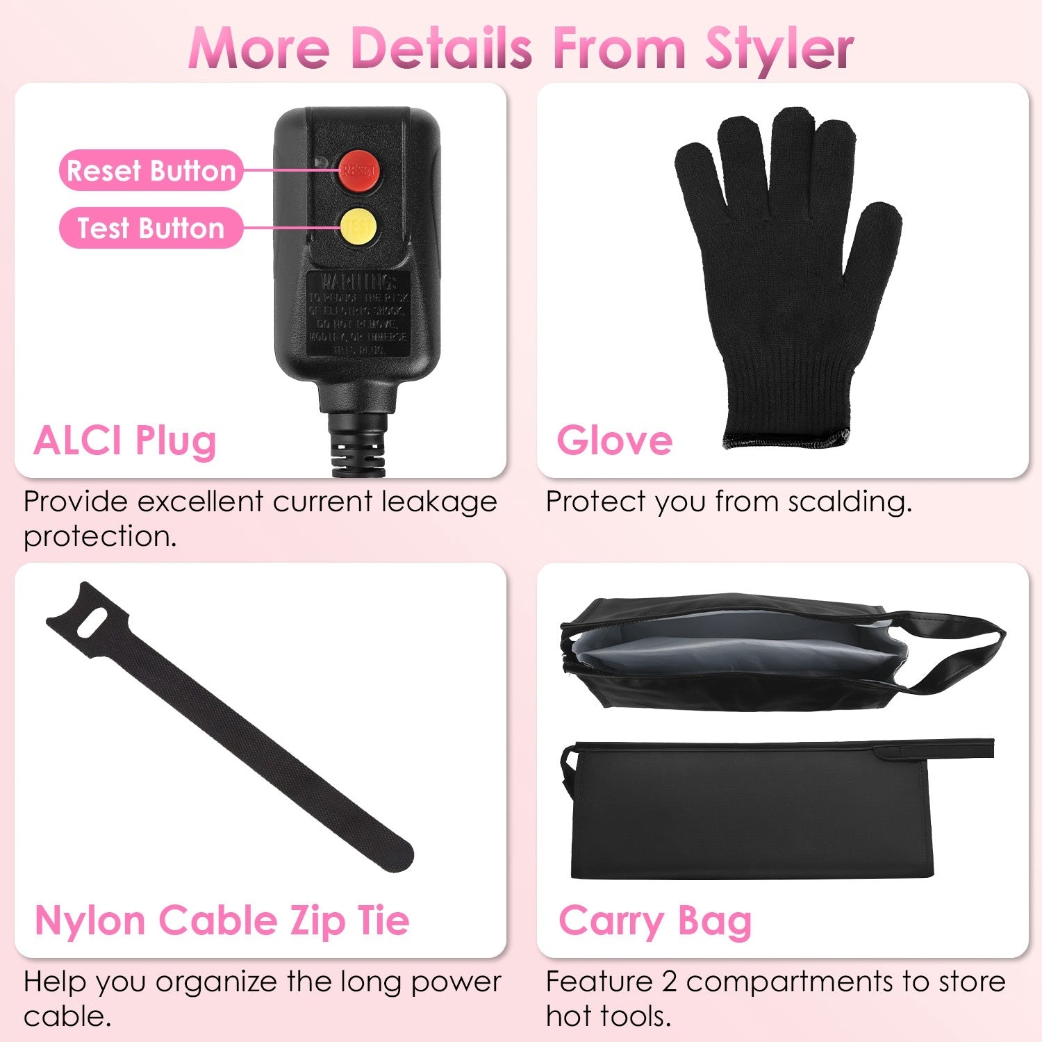 HKM-598803 6-in-1 Hot Air Styler and Dryer Set with Interchangeable Heads, 3 Temperature Settings, and Automatic Curl Technology