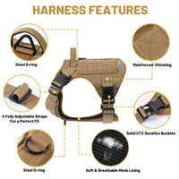 HKM-893459 Adjustable Tactical Pet Harness Vest for Service Dogs ¨C Breathable and Reflective with Metal Buckles