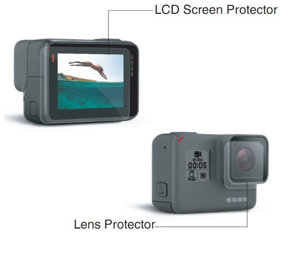 KTX-365075 Tempered Glass Lens & LCD Screen Protectors for GoPro Hero 5/6/7