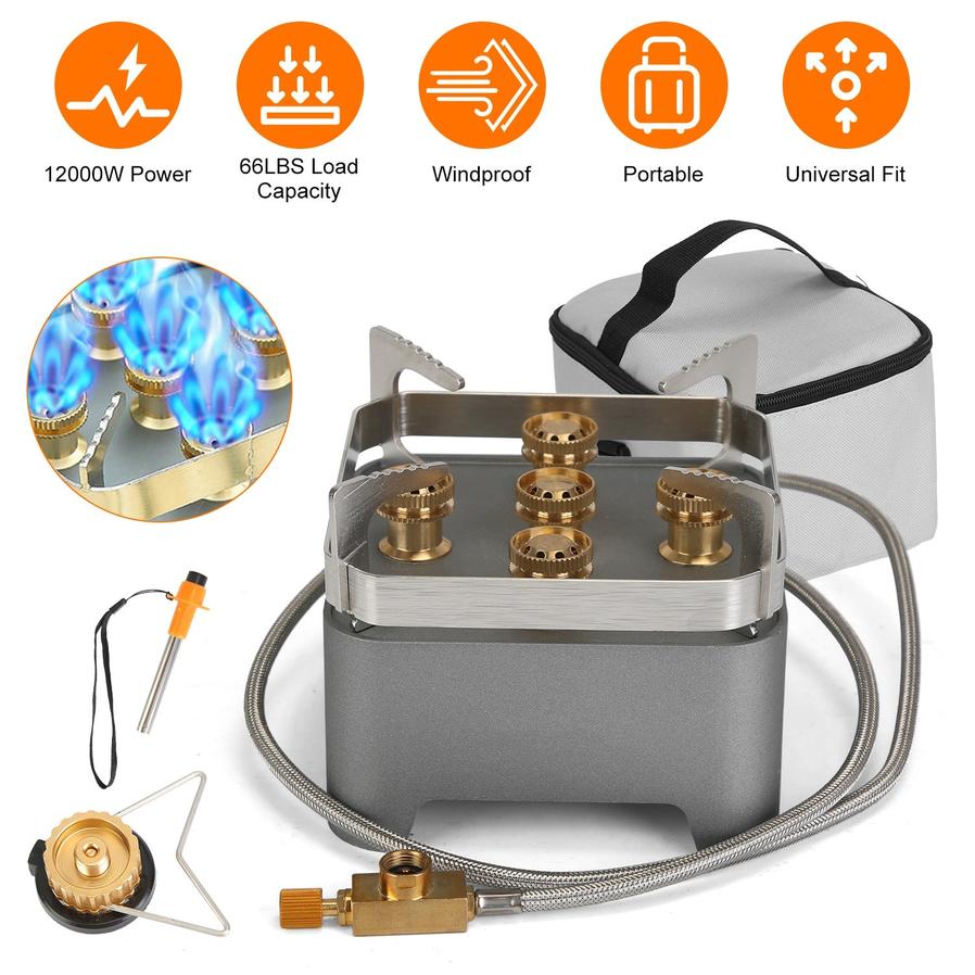 HKM-958163 12000W Windproof Portable Camping Stove with Carrying Case and Igniter for Outdoor Adventures