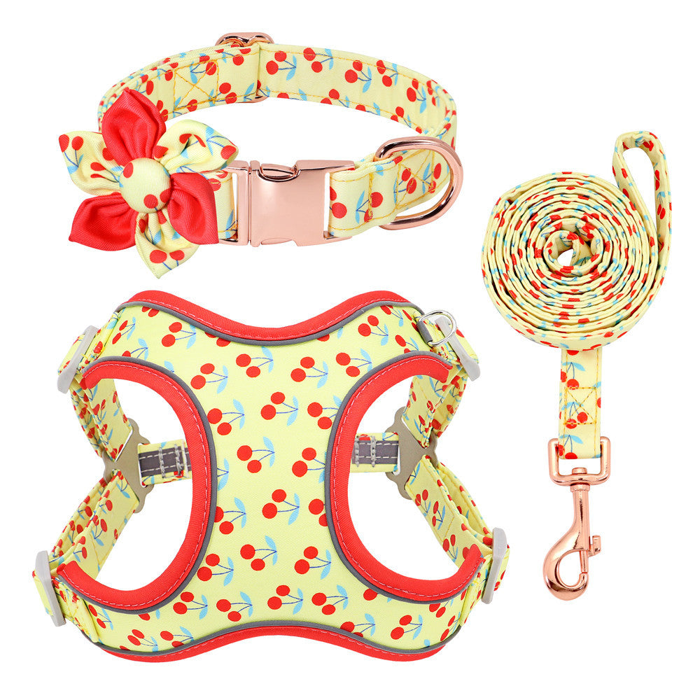 HKM-056147 Small Dog Leash and Collar Set with Adjustable Towing Rope for Corgis and Other Breeds