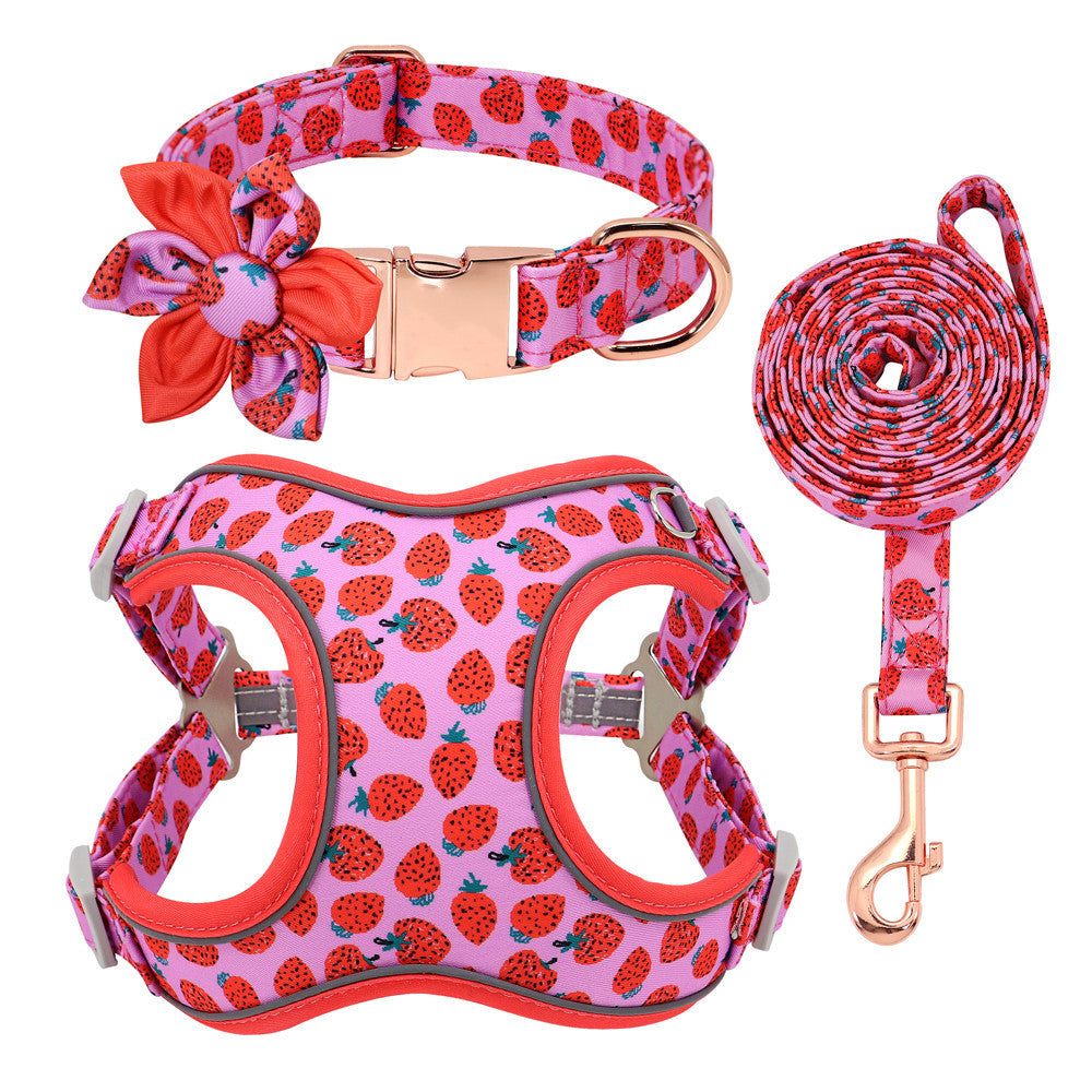 HKM-056147 Small Dog Leash and Collar Set with Adjustable Towing Rope for Corgis and Other Breeds