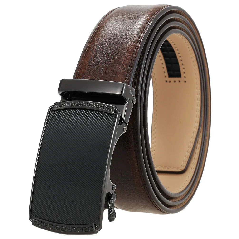 HKM-513747 Automatic Alloy Buckle Men's Genuine Leather Belt - Model LY36-0191-1