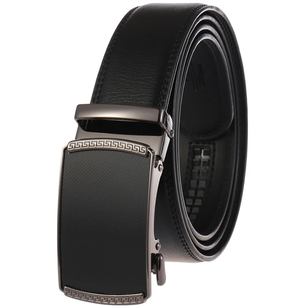 HKM-513747 Automatic Alloy Buckle Men's Genuine Leather Belt - Model LY36-0191-1