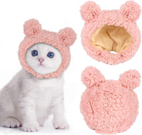 HKM-899923 Cozy Fleece Cat Bear Hat for Small Pets - Warm and Soft Headwear