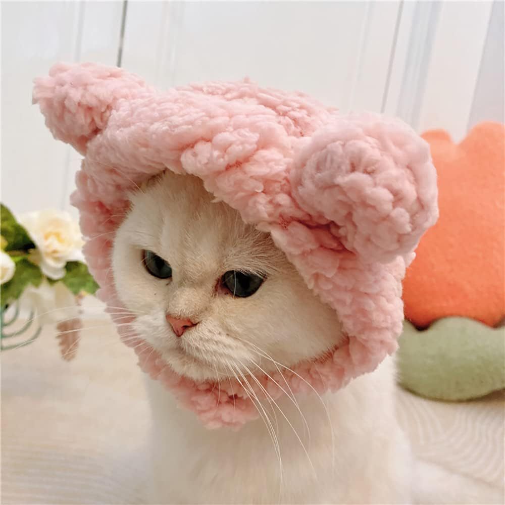 HKM-899923 Cozy Fleece Cat Bear Hat for Small Pets - Warm and Soft Headwear