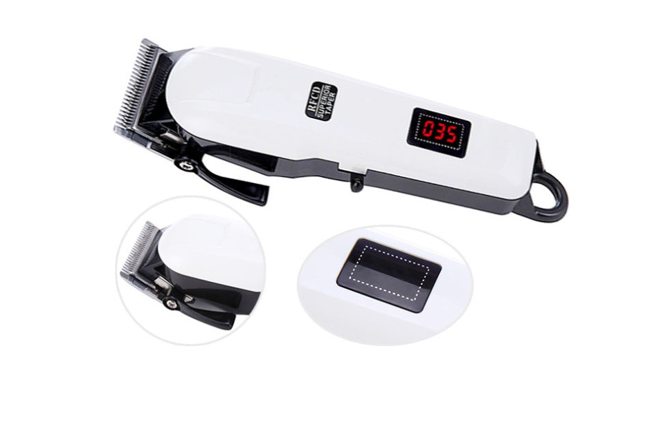 HKM-173267 Electric Hair Clipper with Stainless Steel Cutter Head, LCD Display, Low Noise, USB Rechargeable, Includes Combs and Accessories