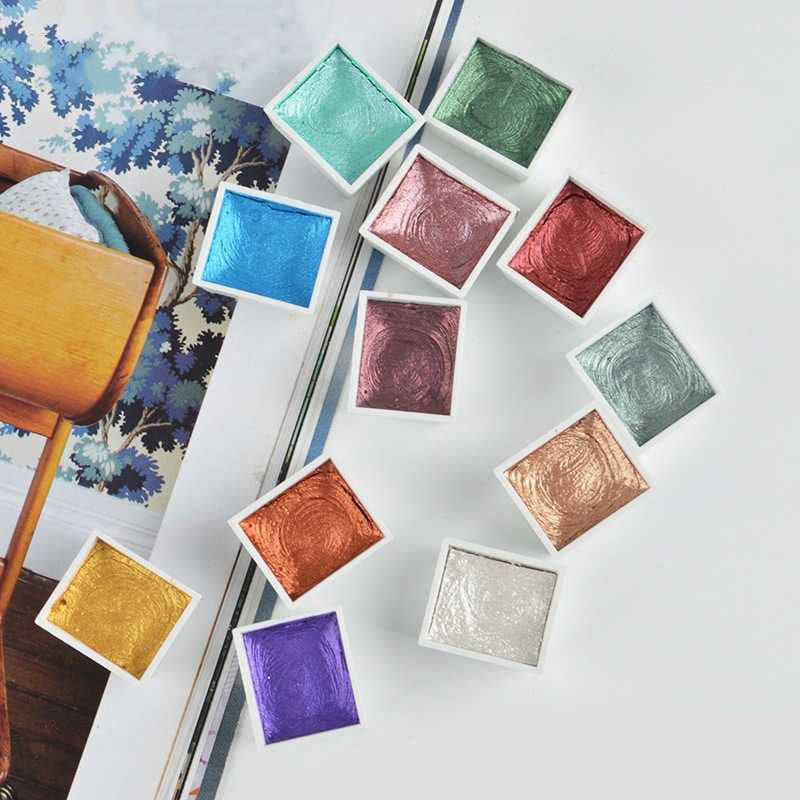 HKM-893075 Watercolor Paint Set with 12 Non-Toxic Concentrated Colors in Secure Packaging