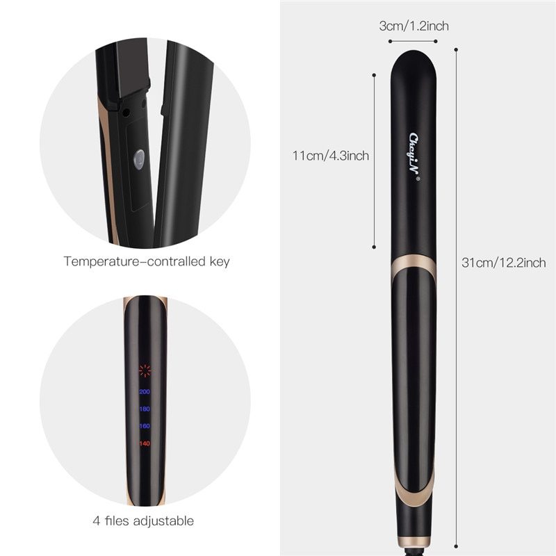 HKM-204883 Ceramic Tourmaline Hair Straightener and Curler with Adjustable Temperature and LED Display