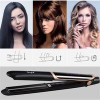 HKM-204883 Ceramic Tourmaline Hair Straightener and Curler with Adjustable Temperature and LED Display