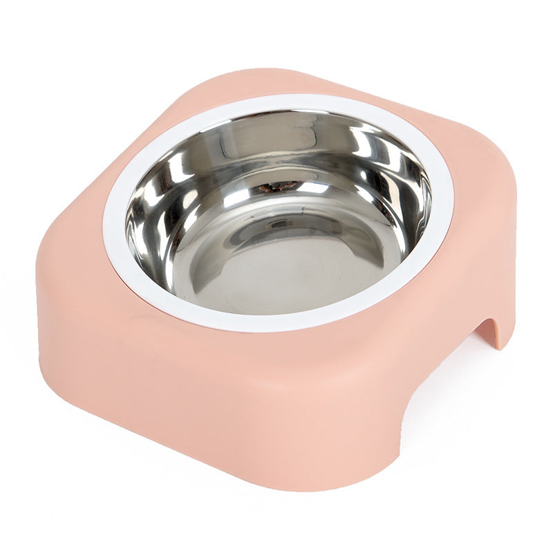 HKM-683475 Stainless Steel Cat Food Tray with Slope Design – Available in Pink, Blue, and Green