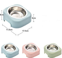 HKM-683475 Stainless Steel Cat Food Tray with Slope Design – Available in Pink, Blue, and Green