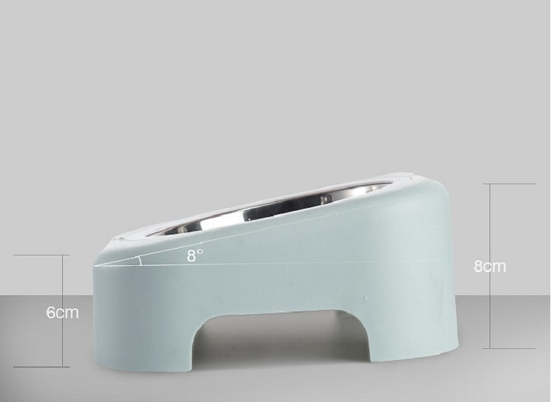 HKM-683475 Stainless Steel Cat Food Tray with Slope Design – Available in Pink, Blue, and Green