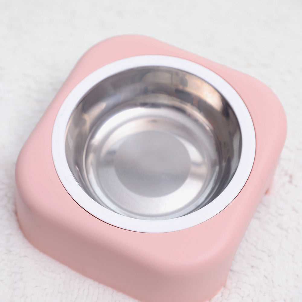 HKM-683475 Stainless Steel Cat Food Tray with Slope Design – Available in Pink, Blue, and Green