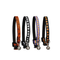 HKM-903187 Halloween-Themed Cat and Puppy Collar in Stripes ¨C Spider Web, Skull, Candy, and Pumpkin Patterns, Polyester Material, Size S (1.0*28cm)