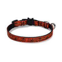 HKM-903187 Halloween-Themed Cat and Puppy Collar in Stripes ¨C Spider Web, Skull, Candy, and Pumpkin Patterns, Polyester Material, Size S (1.0*28cm)