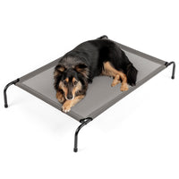 HKM-761363 Elevated Dog Bed with Durable Textilene Mesh, Powder-Coated Steel Frame, 50" x 31" x 8", Gray