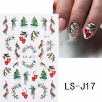 HKM-053459 3D Cartoon Christmas Tree Nail Patches - Festive Back Glue Design, 9.5x6.5cm