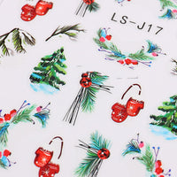 HKM-053459 3D Cartoon Christmas Tree Nail Patches - Festive Back Glue Design, 9.5x6.5cm