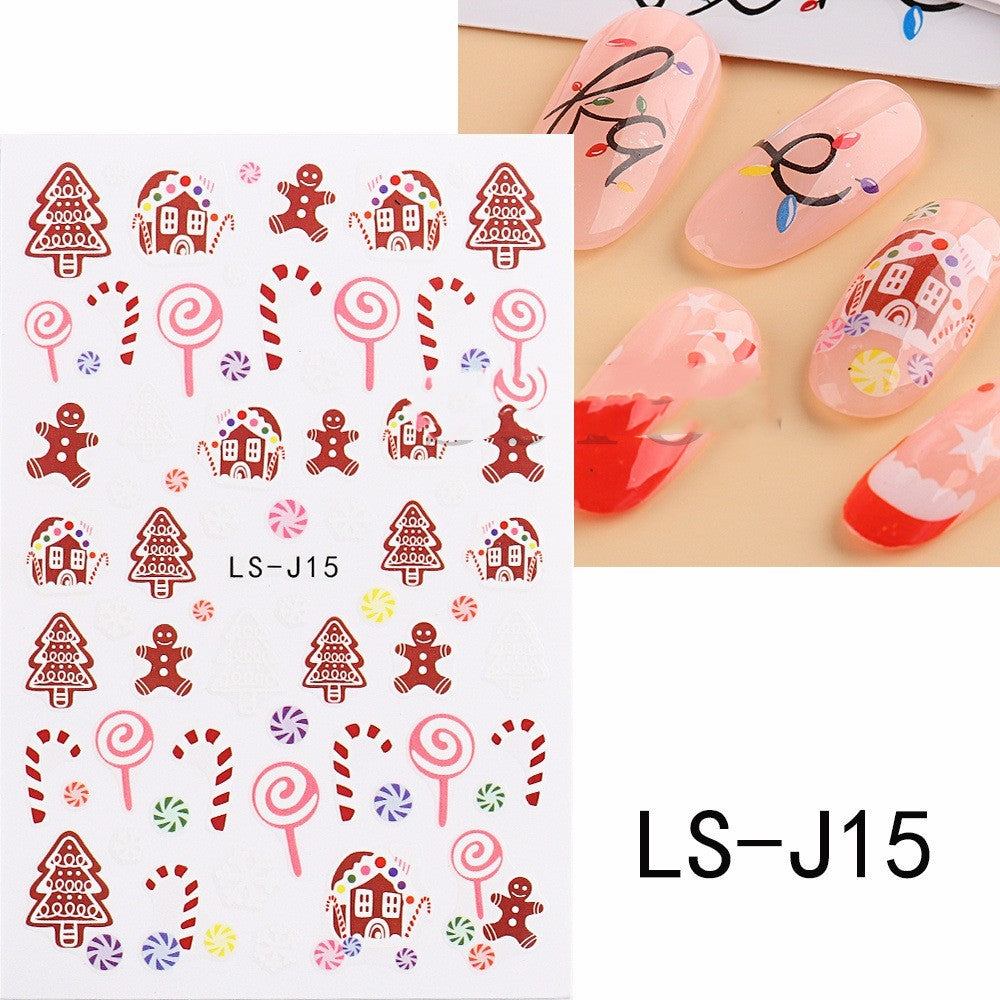 HKM-053459 3D Cartoon Christmas Tree Nail Patches - Festive Back Glue Design, 9.5x6.5cm