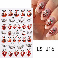 HKM-053459 3D Cartoon Christmas Tree Nail Patches - Festive Back Glue Design, 9.5x6.5cm