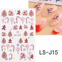HKM-053459 3D Cartoon Christmas Tree Nail Patches - Festive Back Glue Design, 9.5x6.5cm