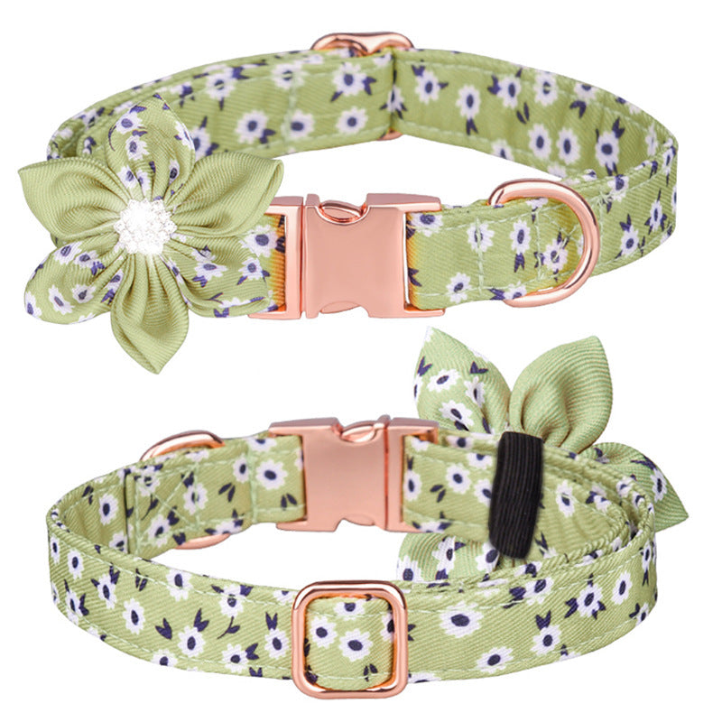 HKM-622419 Customizable Cotton Pet Collar and Leash Set in Various Colors and Patterns