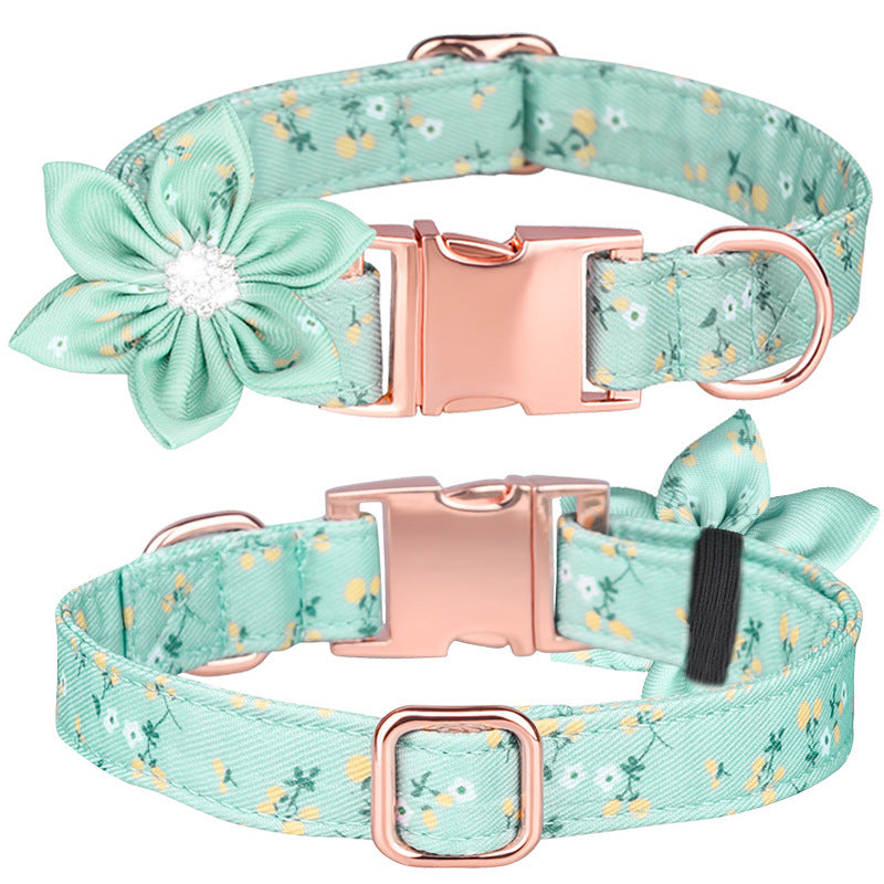 HKM-622419 Customizable Cotton Pet Collar and Leash Set in Various Colors and Patterns
