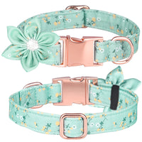 HKM-622419 Customizable Cotton Pet Collar and Leash Set in Various Colors and Patterns