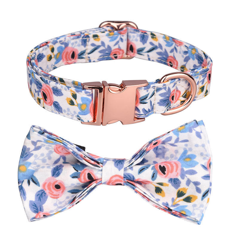 HKM-622419 Customizable Cotton Pet Collar and Leash Set in Various Colors and Patterns