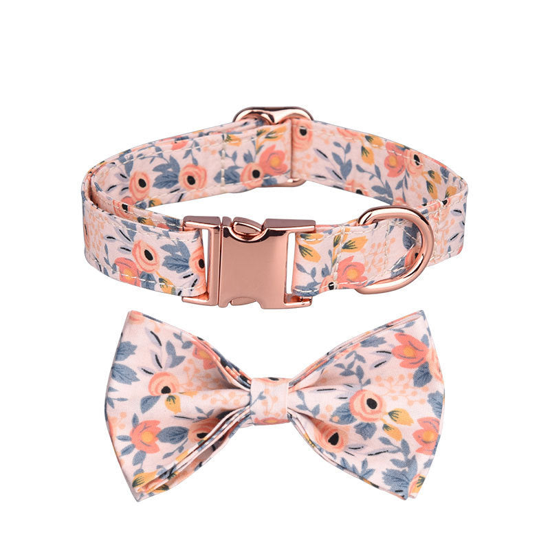 HKM-622419 Customizable Cotton Pet Collar and Leash Set in Various Colors and Patterns