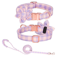 HKM-622419 Customizable Cotton Pet Collar and Leash Set in Various Colors and Patterns