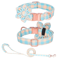 HKM-622419 Customizable Cotton Pet Collar and Leash Set in Various Colors and Patterns